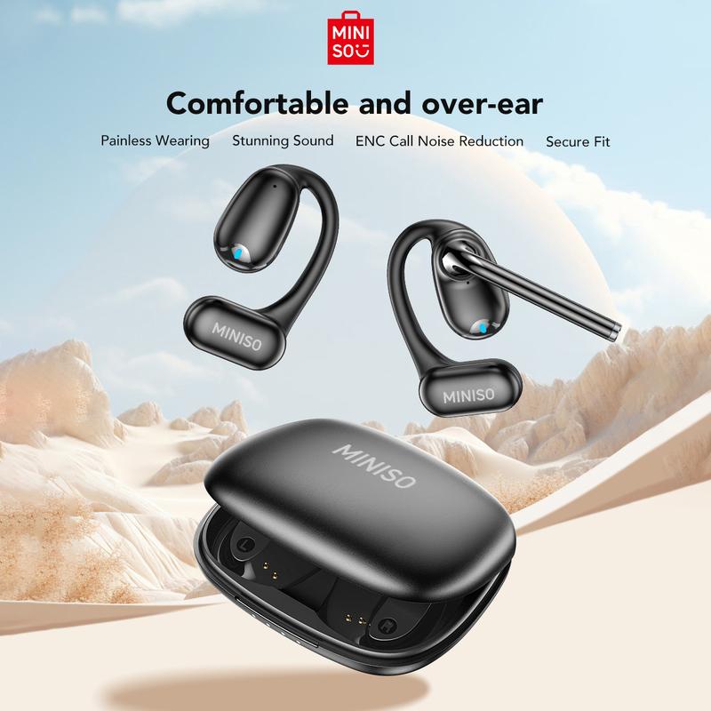 MINISO M66 New Microphone Wireless Bluetooth Earbuds Super Voice Call Video Conferencing Office earbuds Open and Non-in-ear headset Business style stylish headphones and lightweight Earphones wireless support All Phone