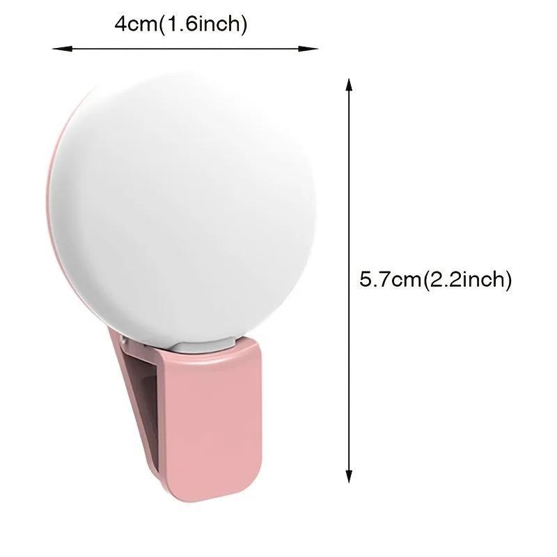 Portable Selfie Light for Smartphone, Round Battery-powered LED Fill Light, Clip-on Fill Light for Live Streaming, Selfie Accessories, Cell Phone Accessories