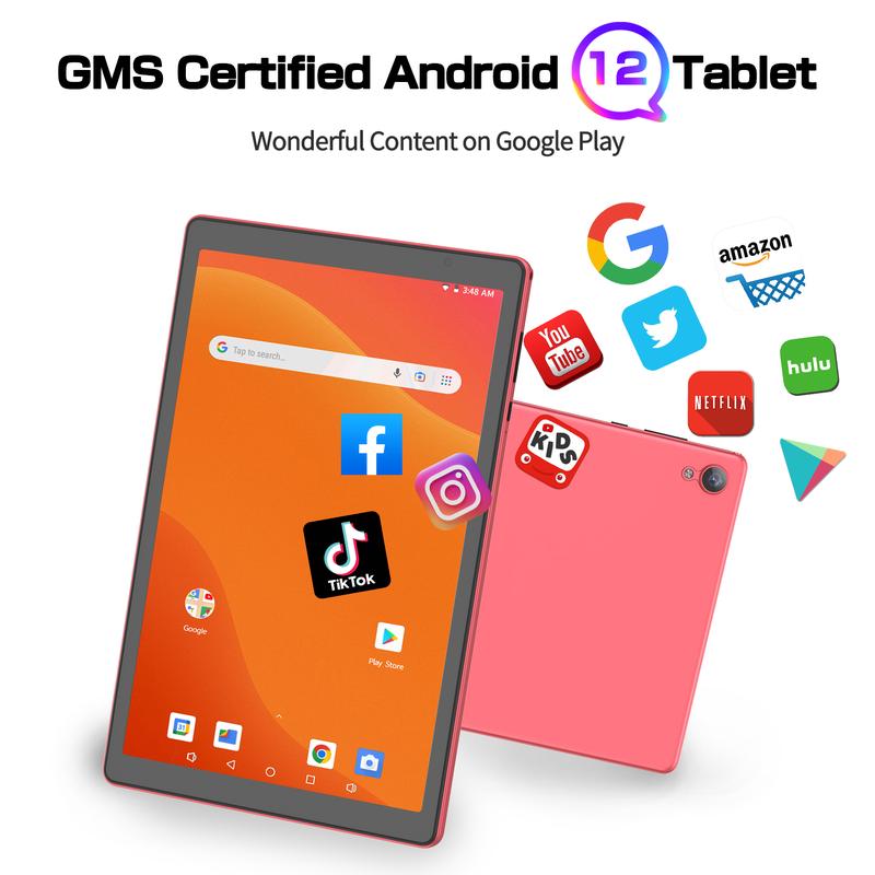 TAB 10 Tablet 10 inch Android 12 Tablet 32GB, Quad-Core 1.6Ghz Processor, 6000mAh, 1280 * 800 HD IPS Display WiFi 6, Dual Camera, Bluetooth, Tablet PC