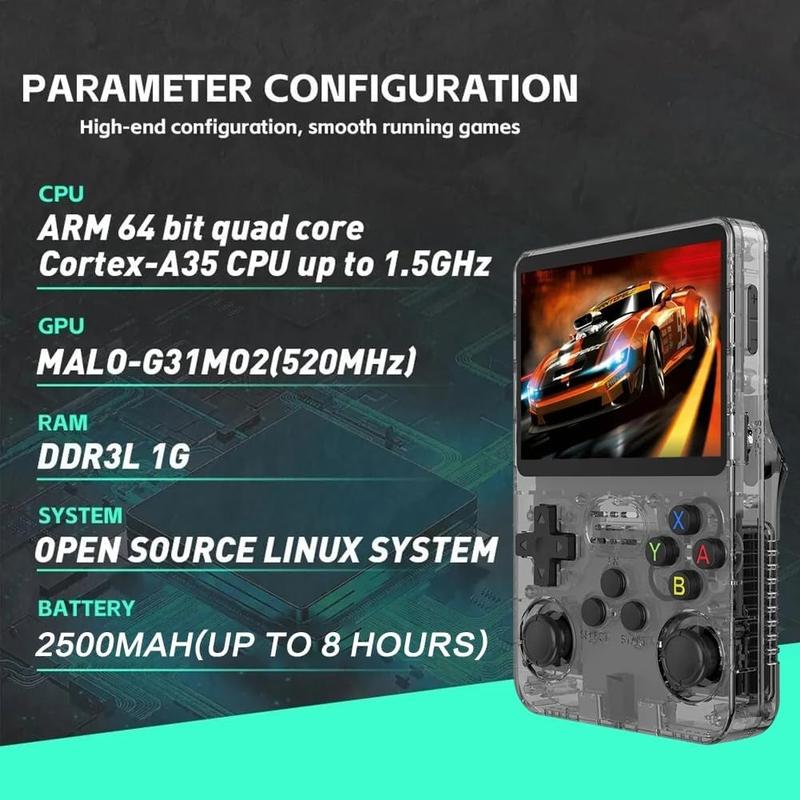 [Tech Paradise]R36S Retro Video Handheld Game Console Linux System 3.5 in IPS Screen Built in 2500mAH Battery 32G+64G TF Card Preinstalled Gamess