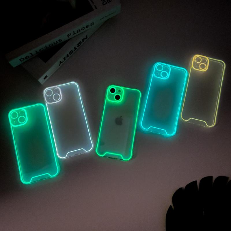 Night Light Luminous Silicone Soft Phone Case for 16 Pro Max 15 14 12 13 11,16 15 14 Plus Transparent Back Cover