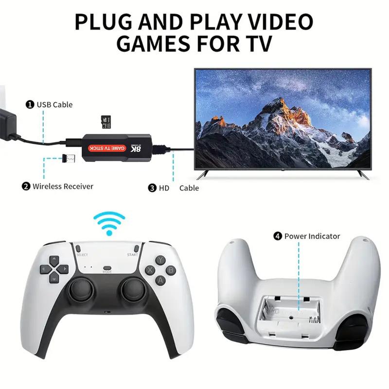 Retro Game Console 20,000-30,000+ Retro Games Stick, Revisit Classic Games Stick ,Retro Play Plug and Play Video Games Stick 26 Emulators, 4K HDMI Output, Premium Competitive Dual Controllers Wireless Adapter Button Cable Communication