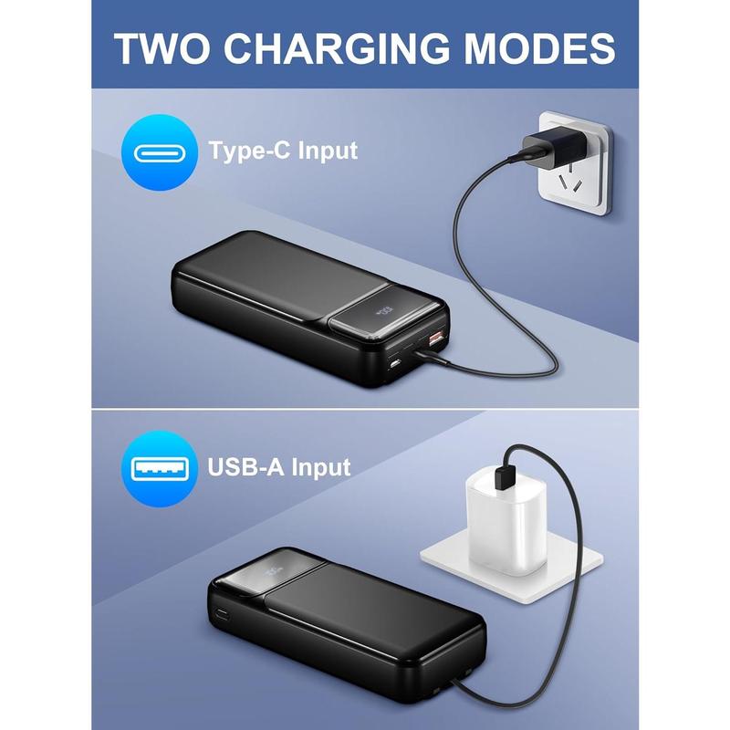 Power-Bank-Portable-Charger 49800mAh Portable Phone Charger Power Bank with 3 Built-in Cable(USB-C, iOS, USB-A), 22.5W Fast Charging LED Display External Battery Pack for iPhone Android Samsung, etc