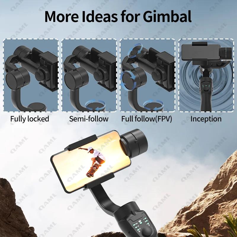 F8 3-Axis Handheld Gimbal Phone Stabilizer Smartphone Tripod Cellphone holder for iPhone Android Mobile video Record Accessories Compact、selfie、bluetooth、recording、mount。 Button Handle