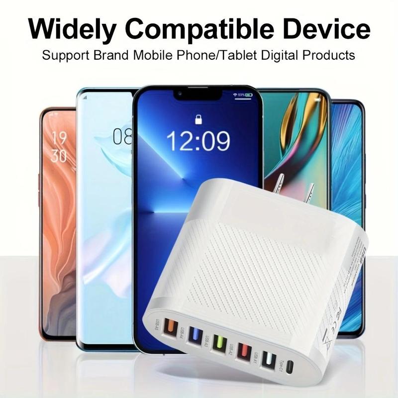 5V 3.1A 5 USB & Type C Multi-ports Wall Charger, Multi-port Charger, Universal Charger For All Phone