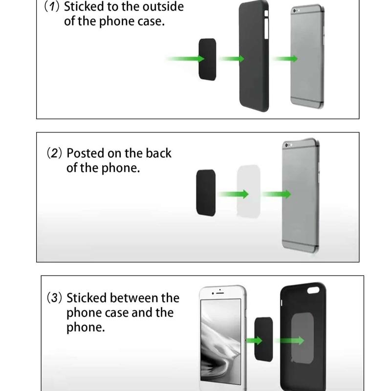 Magnetic Sucker Phone Holder Magnetic Plate (2 Square & 2 Round), Magnetic Patch, Mobile Phone Holder Accessory