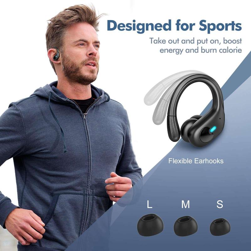 RythmWave BX-30 Wireless Earbuds Bluetooth 5.3,Headphones 80Hrs Playtime,IPX7 Waterproof,Power Display,Sport ear buds with Wireless Charging Case,Bass Over Ear Earphones with Mic for running Workout Gym