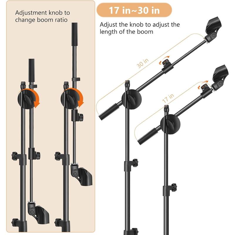 Mic Stand,6 In 1 Microphone Stand Floor Boom Mic Stand, Support Boom Gooseneck Mic Clips Tablet Phone Holder Any Combination With Mic Stand Bag