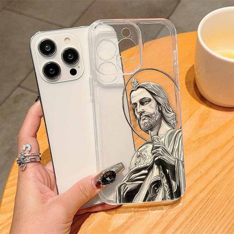 Jesus Christ Pattern Clear Phone Case, Anti-drop Phone Protector Cover, Phone Accessories Compatible with iPhone 11 12 13 14 15 Phone Cases