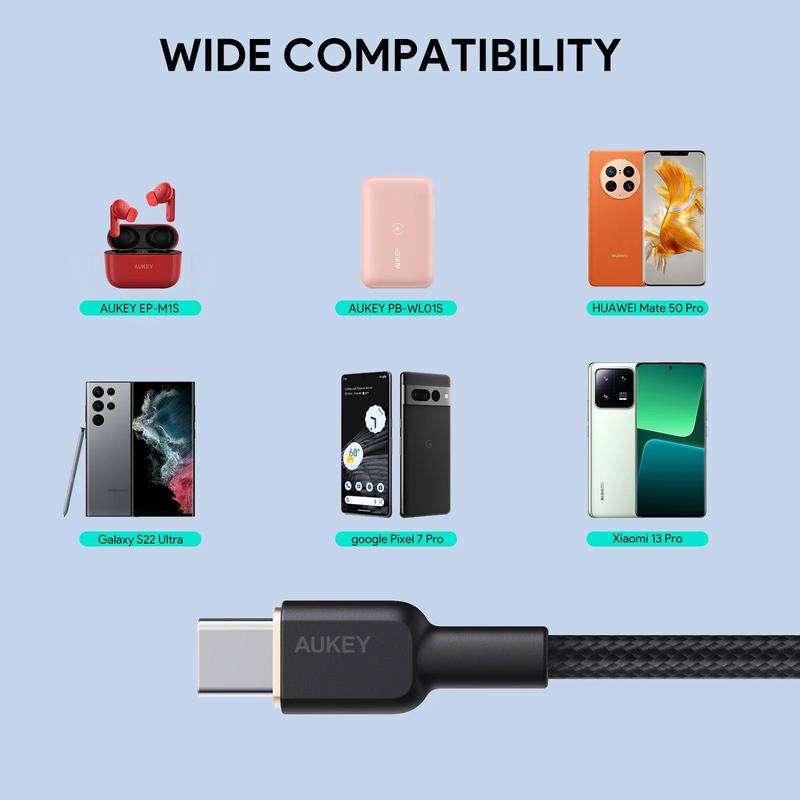 AUKEY CB-NAC1 Circlet AC 1m Nylon Braided USB-A to USB-C Cable smartnfccase Charging Resistance