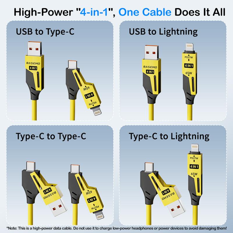 Charging 4 in 1 Coiled USB-C Cable - High-Speed Data Transfer & Charging with USB-A, USB-C, PD & Apple Compatibility for Smartphones Laptops & More Travel-Ready Design