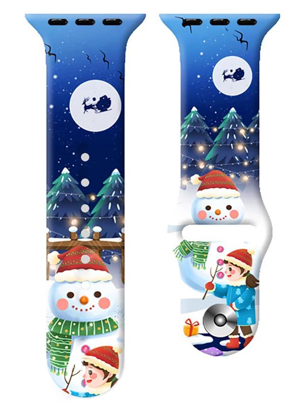 Cartoon Christmas Pattern Silicone Watch Band, Cute Watch Strap for Women & Men, Wearable Accessories Compatible with Apple Watch Series