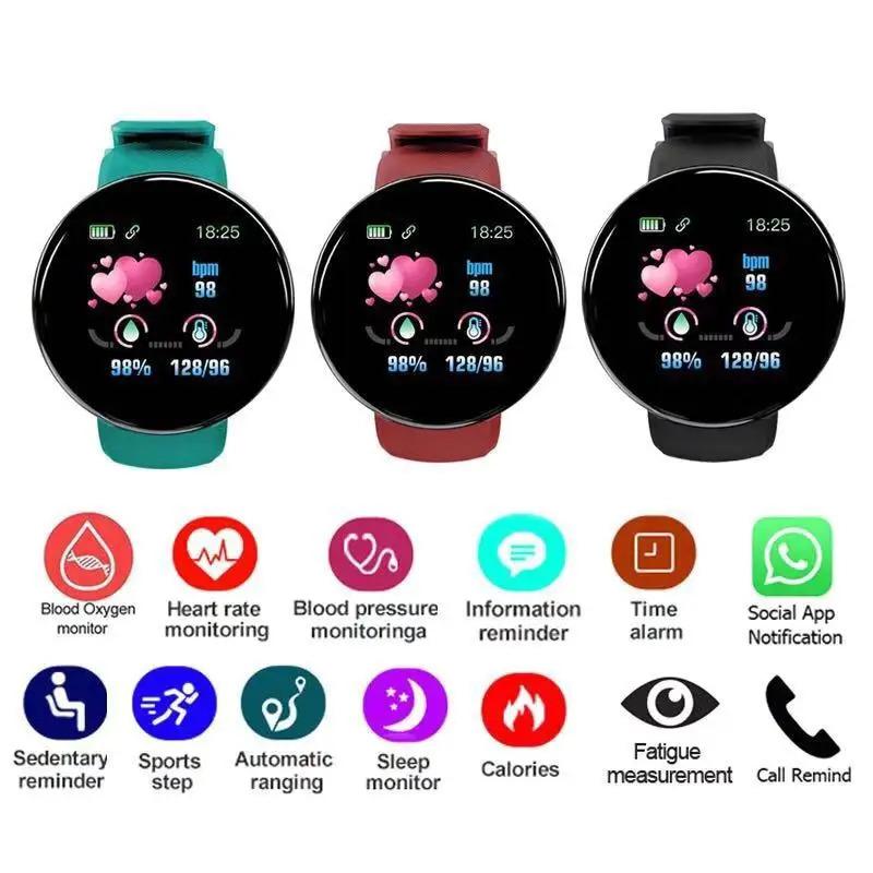 D18 Smart Watch Men Women Smartwatch Blood Pressure Waterproof Digital Watches Sports Fitness Tracker Watch D18S