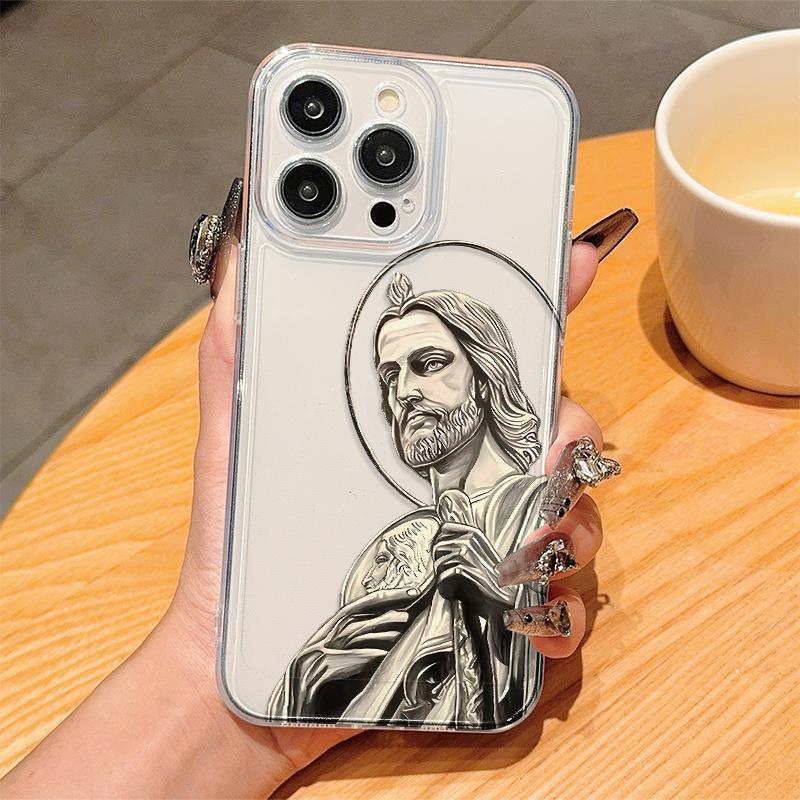 Jesus Christ Pattern Clear Phone Case, Anti-drop Phone Protector Cover, Phone Accessories Compatible with iPhone 11 12 13 14 15 Phone Cases