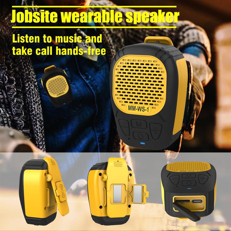 Portable Wireless Speaker, Waterproof Clip-on Design Speaker with Built-in Mic, Rechargeable Hands-free Music & Calls Speaker for Outdoor Entertainment Center