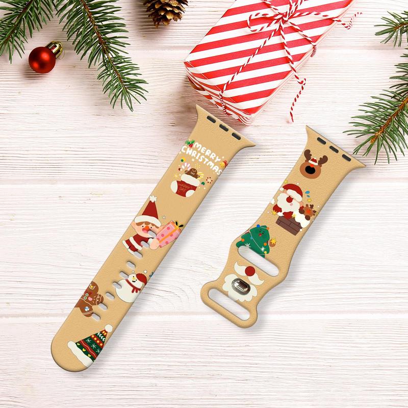 Cartoon Christmas Pattern Watch Band, 1 Count Fashionable Silicone Watch Band for iWatch Series 38mm to 49mm, Smart Watch Accessories