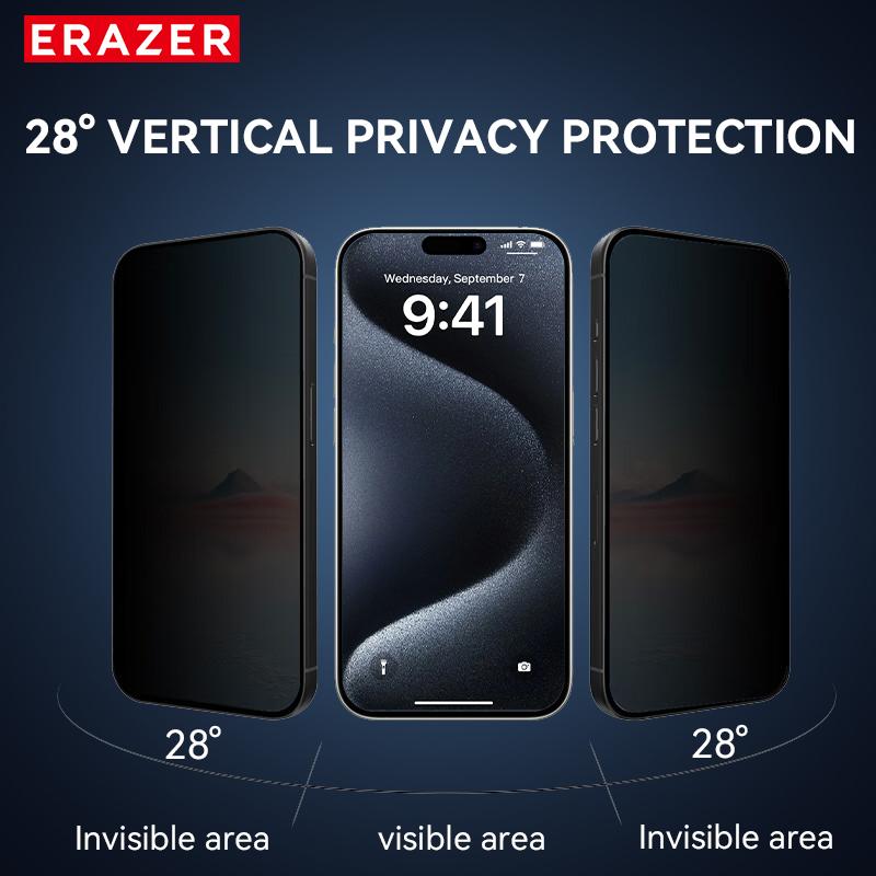 ERAZER for iPhone16Pro max 15 14pro 13 Series Clear Privacy Protection Phone Film Dust Free Without Bubbles, HD ClearPhone Screen Protector