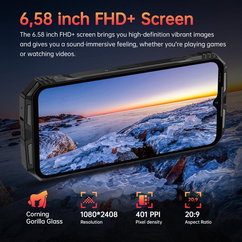 DOOGEE S punk Rugged Phone Unlocked 2024-Android 14 Rugged Smartphone, Arm Mali G57 16GB RAM+256GB ROM, 6.58