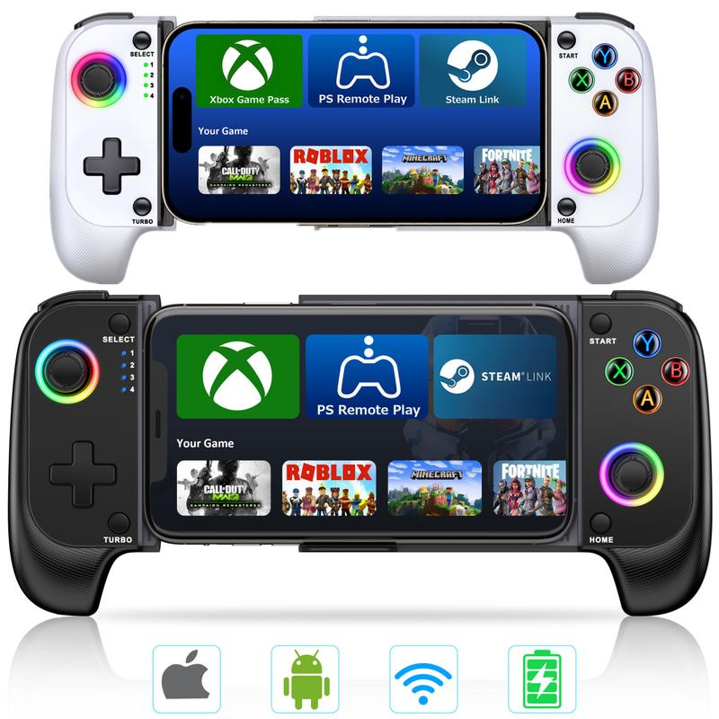 Wireless Mobile Gaming Controllers For iPhone and Android, Phone Game Controller Support Phone Case, RGB Light Hall Joystick, Turbo, Mobile Gaming Gamepad