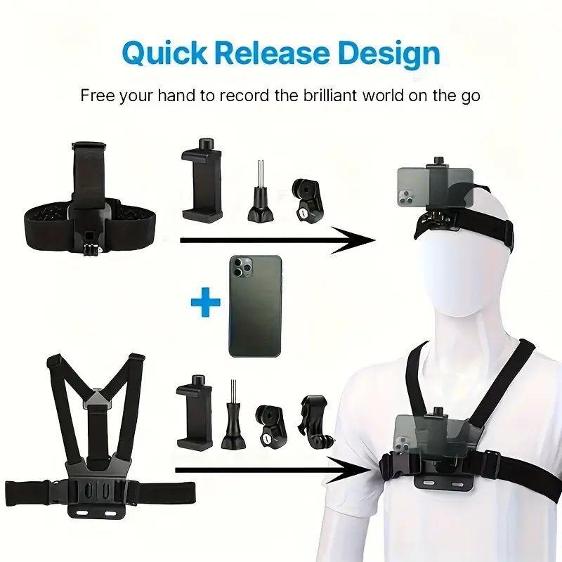 Action Camera Strap Set with Phone Clip for Fall Gift, Fixing Mount for Gopro Phone Osmo Action, Sports Camera Accessories,Gym Essentials,  Bike Accessories ,Christmas Gift for  Boy Girlfriend