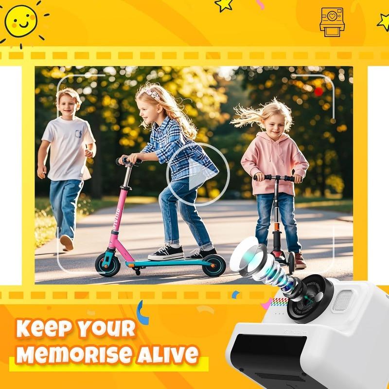 Kids Camera Instant Print, 1080P HD Instant Print Camera for Kids with 3 Rolls Print Paper & 32GB Card, Selfie Digital Camera for Kids, Ideal Kids Toys Gifts for Boys & Girls Age 3-14 (Black)