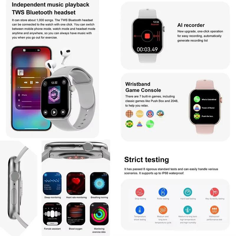 2024 New For Apple DT Watch 10 Smart Watch Men HD AMOLED 4GB Memory Music 3D Surround Bluetooth Call Waterproof Smartwatch Woman