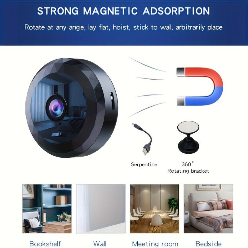 Rechargeable Mini WiFi Security Camera - Portable, Motion Detection, Night Vision, App-Controlled, Easy to Mount for Home and Office Surveillance