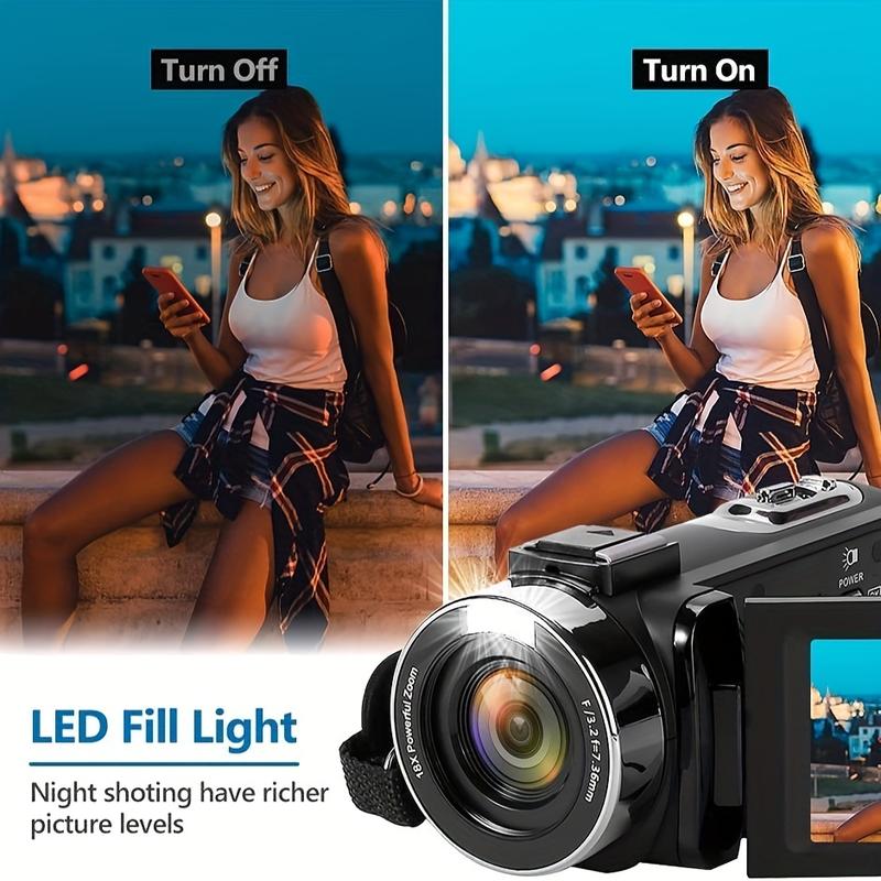 2.7K Camcorder, 48 Megapixel 16x Digital Camcorder, 3.0‘’ 270 Degree Rotating Screen Recorder -  Vlogging Camera with Remote Control and 2 Batteries - For Content Creators & Vloggers - Perfect for Travel & Events