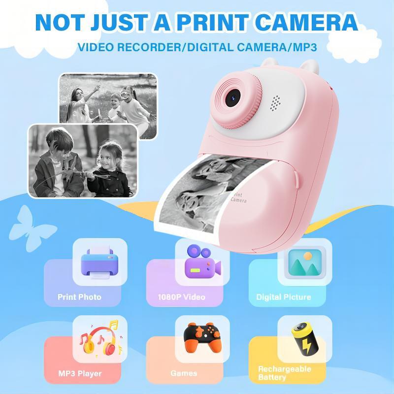 [Christmas gifts]Instant Print Kids Camera,1080P Children Printable Camera, Girls Boys Age 3-12, Perfect Birthday or Christmas Gift,disposable camera