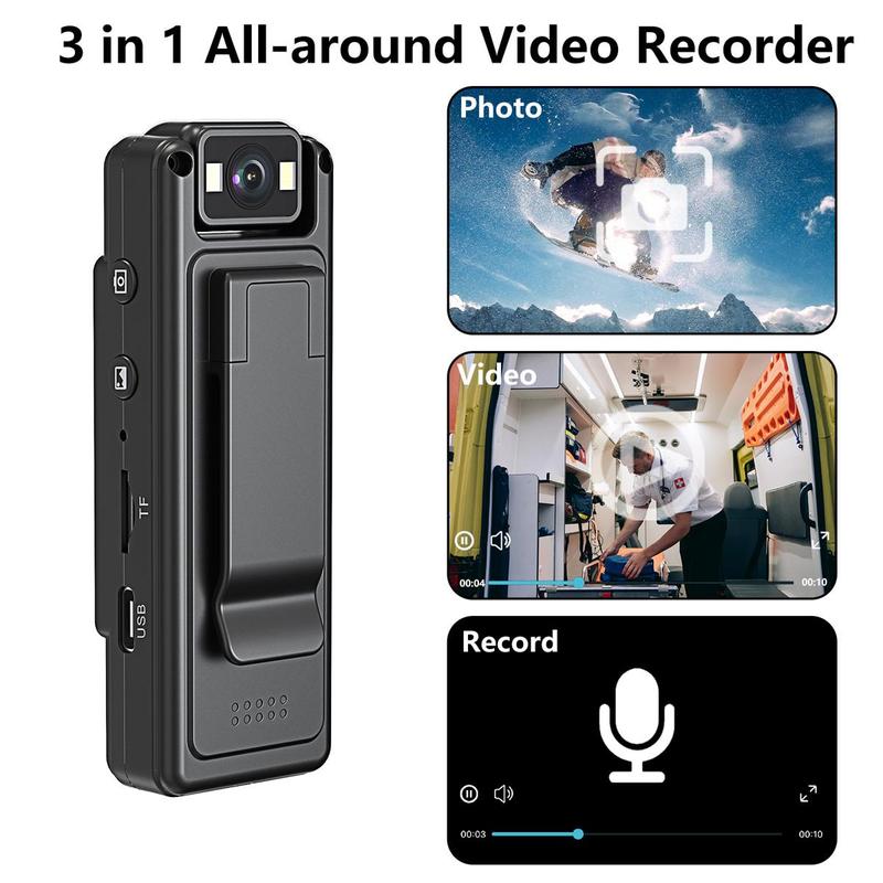 Portable Body Camera, 1080P Wearable 3 In 1 Pocket Video Recorder with 180° Rotatable Lens, Sports DV, Wearable Vlog Camera for Outdoor Sport Travel