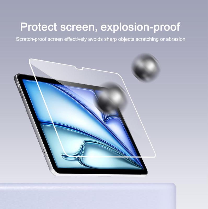 Screen Protector for iPad Air 11 Inch 6 Generation [2024 6th Gen], iPad Pro 11 Inch 2024 5th Generation Tempered Glass [Face ID & Apple Pencil Compatible][2 Pack]