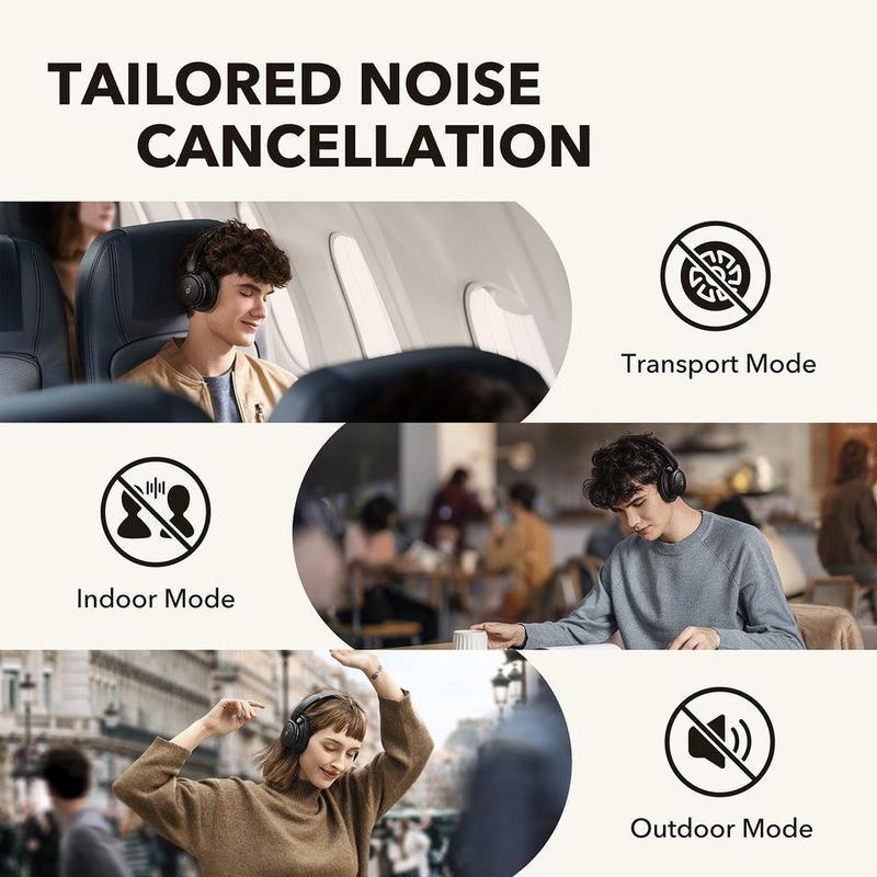 Soundcore by Anker Life Q30 Hybrid Active Noise Cancelling Headphones with Multiple Modes, Hi-Res Sound, Custom EQ via App, 40H Playtime, Comfortable Fit, Bluetooth, Multipoint Connection