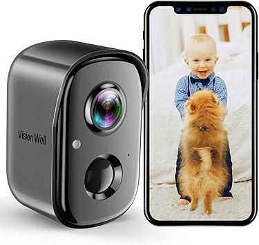 Vision Well Wireless outdoor security camera, IP65 waterproof rating, infrared motion detection, two-way talk, support SD card and cloud storage