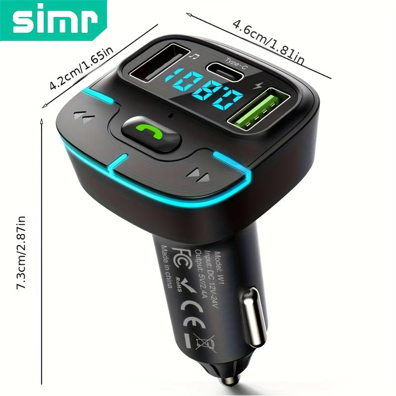 Super Lossless Sound Wireless Car MP3 Player FM Transmitter Dual USB Fast Charging PD Type-C USB One-Key Hands-Free Calling Car Audio Receiver Mp4 Chargeable