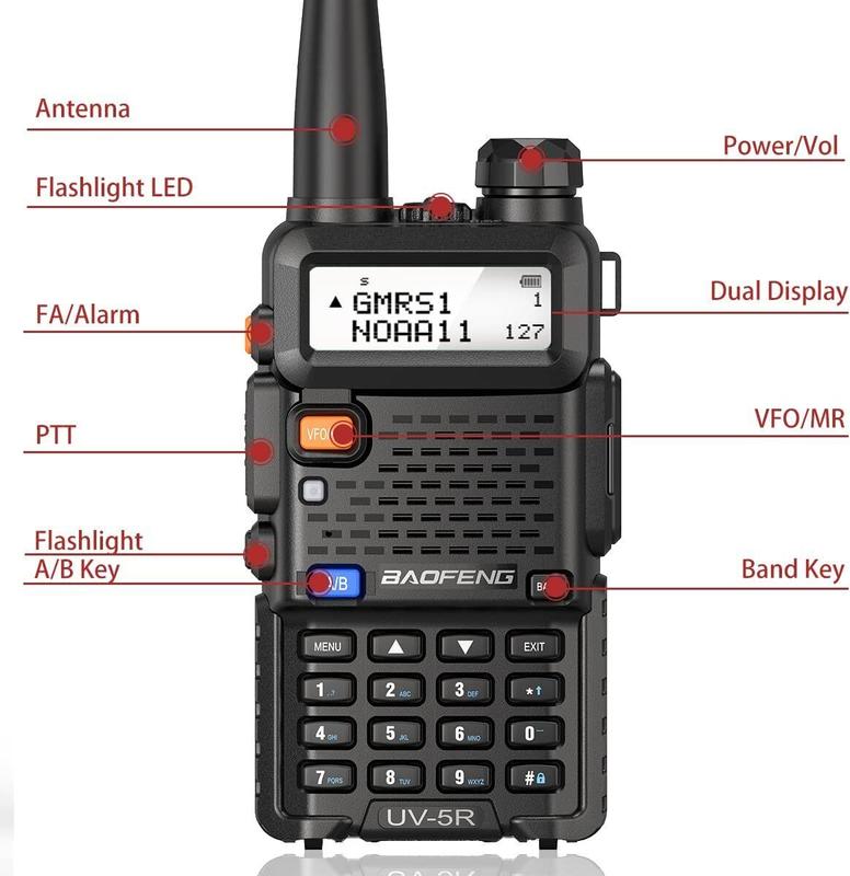 4Pack BaoFeng UV-5R GMRS Two Way Radio Long Range Radio with 1800mAh Battery and 771 Antenna Ham Radio Handheld