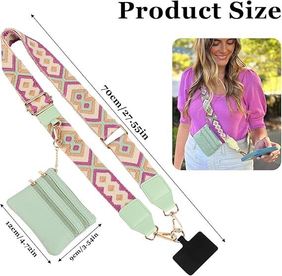 Phone Strap Crossbody Pouch Detachable Clip and Go Strap for Phone portable adjustable with Wallet Crossbody Durable Multi-color smartphonematching Accessories，Gift for mothers and women Mobile Leopard Cellphone