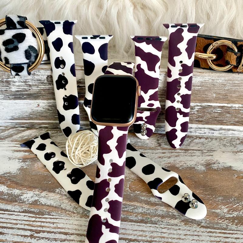 Nashville Cow Print Silicone Band For Apple Watch Two Colors Available