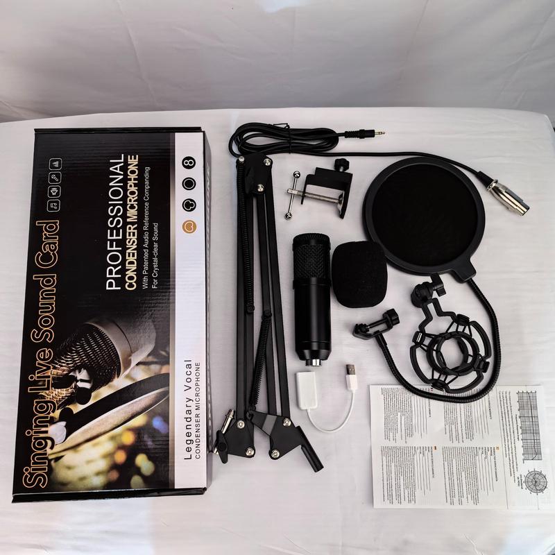 Professional Microphone Kit, BM800 Studio Microphone for Recording, Live Streaming, Gaming, Vlog Recording, Studio