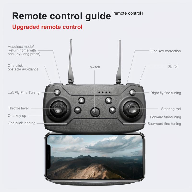 E99 drone: foldable drone with dual cameras, remote control drone beginner gift, affordable drone, dual battery set, Christmas, Halloween, New Year gift