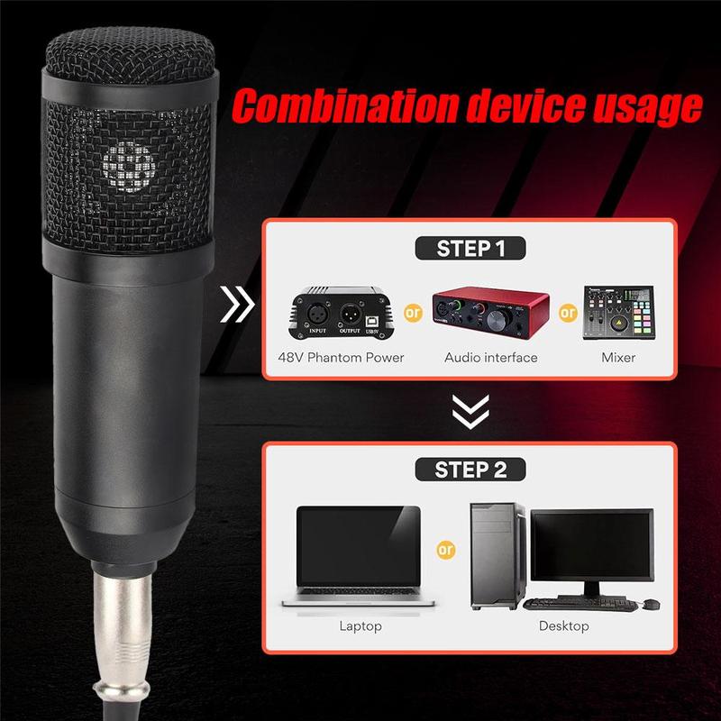 Professional Microphone Kit, BM800 Studio Microphone for Recording, Live Streaming, Gaming, Vlog Recording, Studio