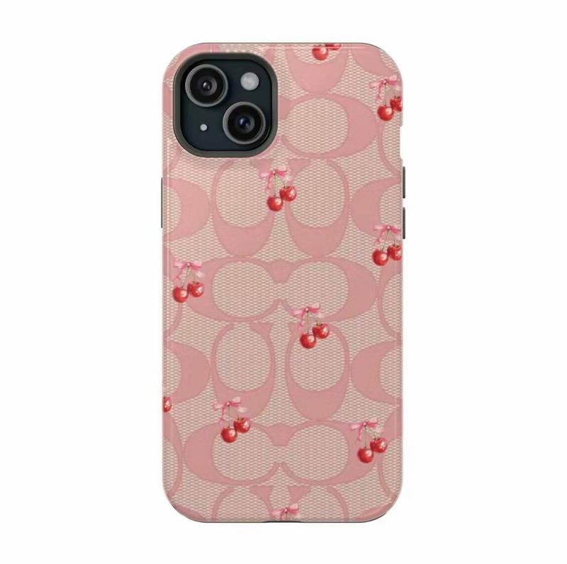 Luxury Cheries Phone Cases, Bow Coquette Cover Compatible With iPhone 8, X, Xs, Xr, 11, 12, 13, 14, 15 Pro, Mini, Plus, Pro Max, Pink Cases