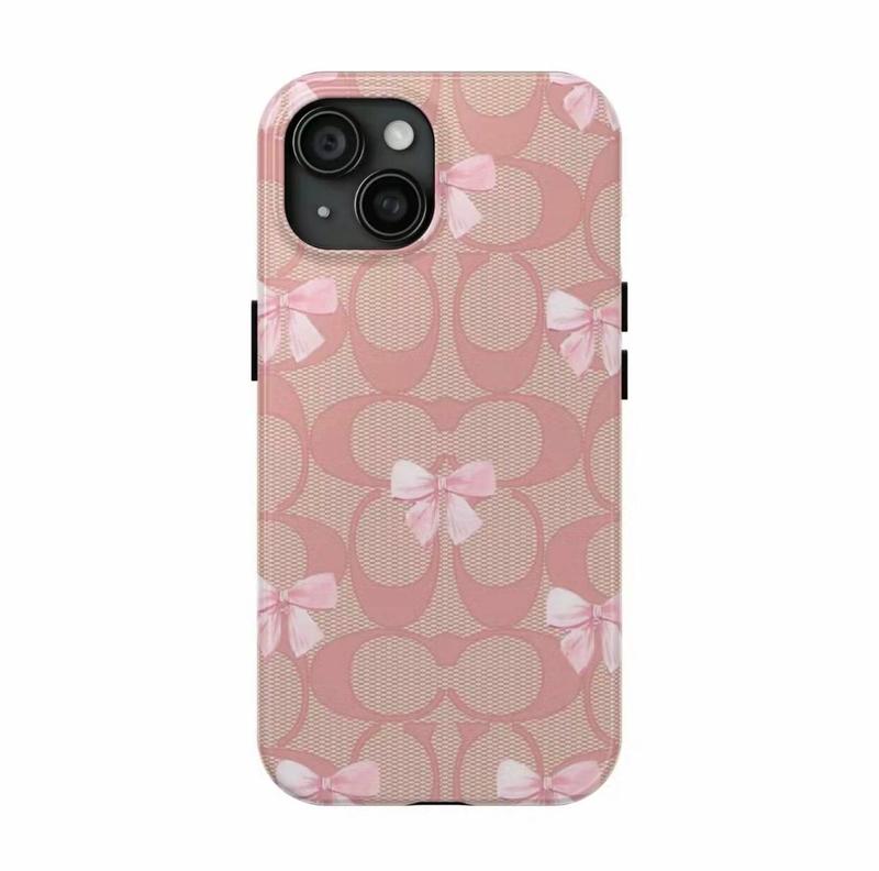 Luxury Cheries Phone Cases, Bow Coquette Cover Compatible With iPhone 8, X, Xs, Xr, 11, 12, 13, 14, 15 Pro, Mini, Plus, Pro Max, Pink Cases