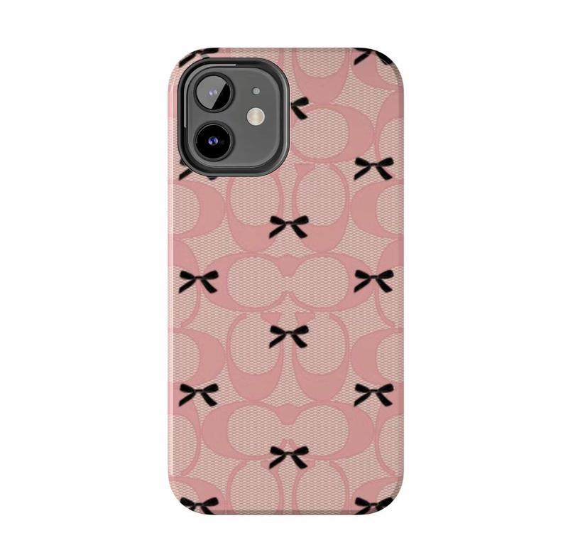 Luxury Cheries Phone Cases, Bow Coquette Cover Compatible With iPhone 8, X, Xs, Xr, 11, 12, 13, 14, 15 Pro, Mini, Plus, Pro Max, Pink Cases