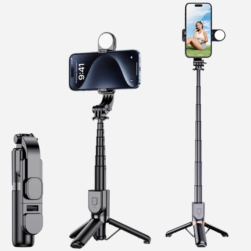 Selfie Stick Tripod, Cell Phone Tripod with Remote, Travel Tripod with LED Fill Light, for iPhone 14 13 12pro Xs Max Xr 8 7, Samsung Galaxy  Cellphone Accessories Smartphone