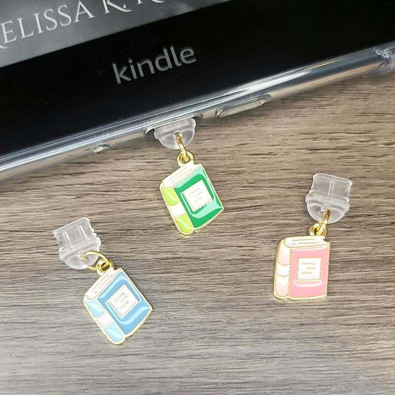 Book Kindle, E-reader, Phone Dust Plug Charms - USB-C compatible