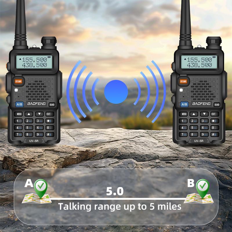 UV-5R Ham Radio Long Range UV5R Dual Band Handheld Rechargeable High Power Two Way Radio Walkie Talkies with 1800mAh Li-ion Battery and Earpiece for Hunting Survival Gear