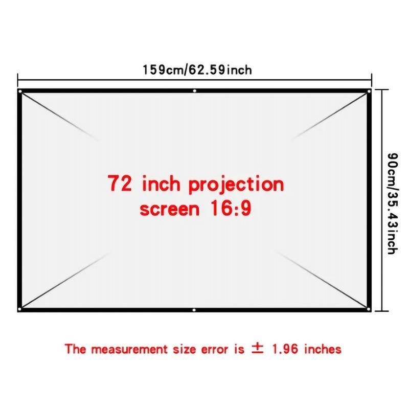 Portable Projector Screen, 1 Count 16:9 Foldable High Density Projector Screen, Indoor & Outdoor Projection Screen for Home Office