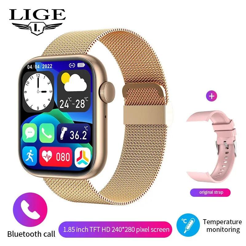 LIGE Smart Watch For Women Full Touch Screen Bluetooth Call Waterproof Watches Sport Fitness Tracker Smartwatch Lady Reloj Mujer