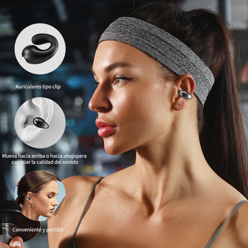 New S19 Bluetooth Headphones - Open-Ear Clip-On Wireless Headset, Sports Ear-Clip Type, Fast Pairing, True Wireless Stereo,bluetooth earbuds Plastic - Bone Silicone Audio Devices Microphone Mobile Chargeable Connection Electronic Noise Chargeable Charging