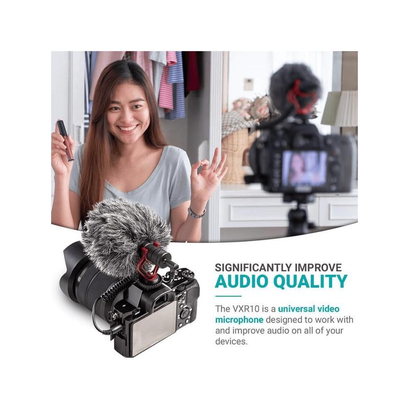 Universal Camera Shotgun Microphone - Microphone For Digital Cameras, Mobile Phones - With Shock-Mount And Windshield For Live Video Lectures Recording And Conferences